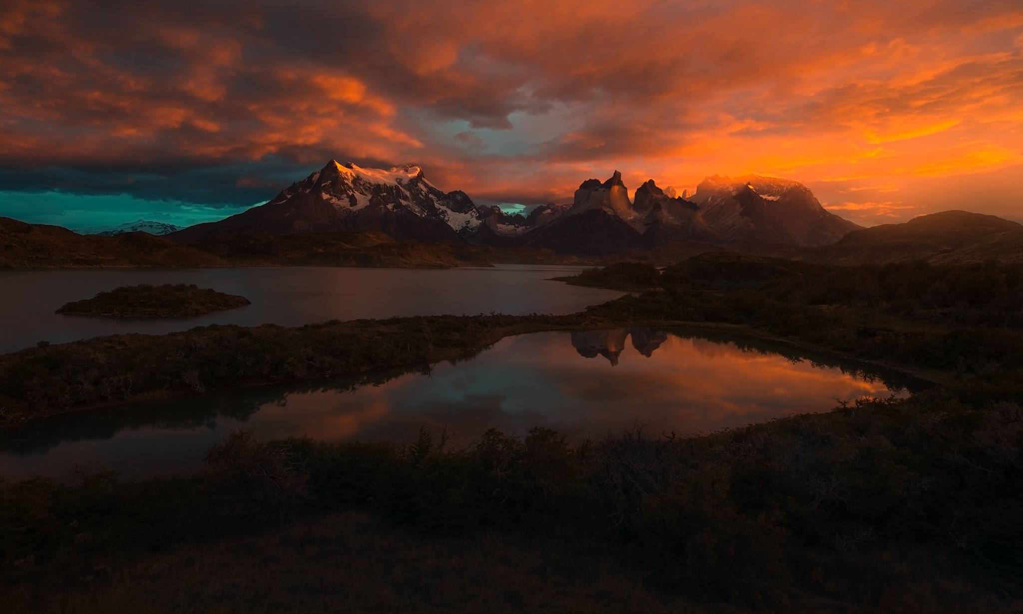 Picture of Mountains, Patagonia, Chile, Sunset