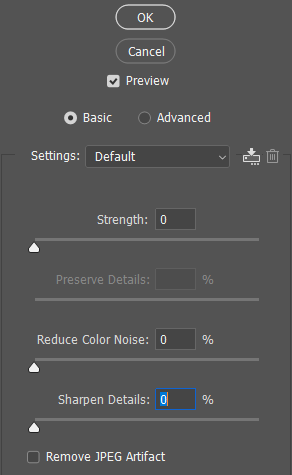 Reduce Noise Filter - Basic Panel